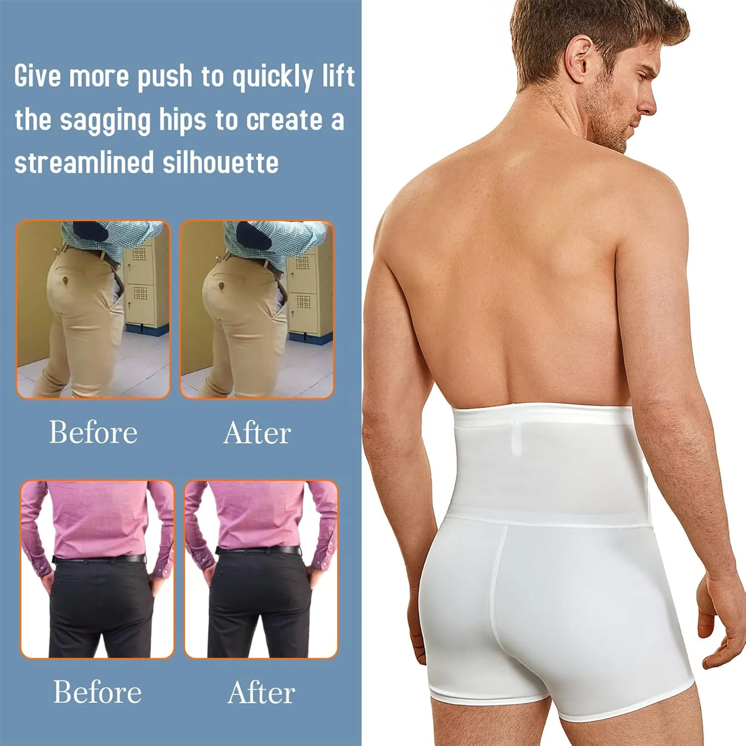 TAILONG Men Tummy Control Shorts High Waist Slimming Underwear Body Shaper Seamless Belly Girdle Boxer Briefs