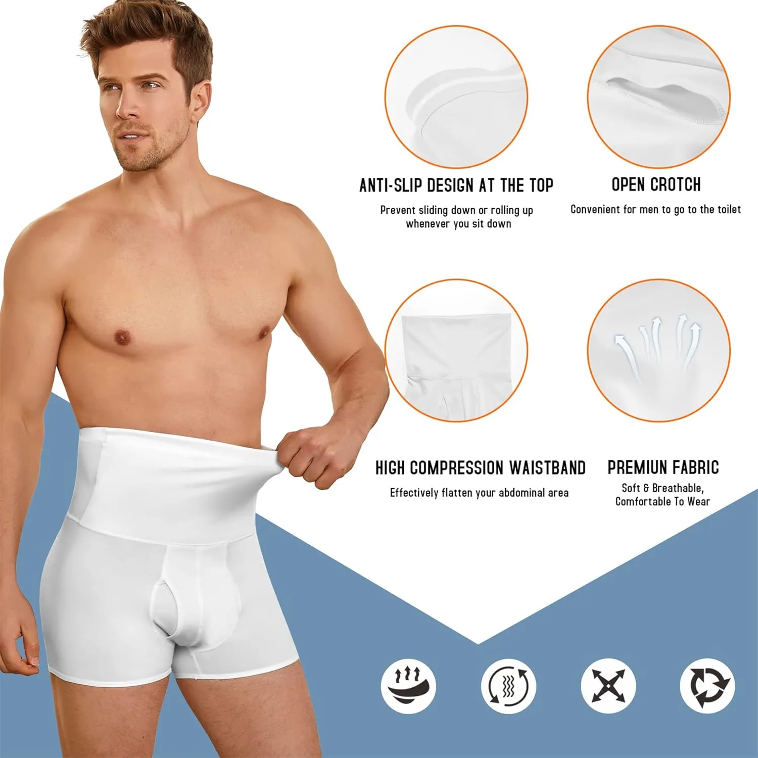 TAILONG Men Tummy Control Shorts High Waist Slimming Underwear Body Shaper Seamless Belly Girdle Boxer Briefs