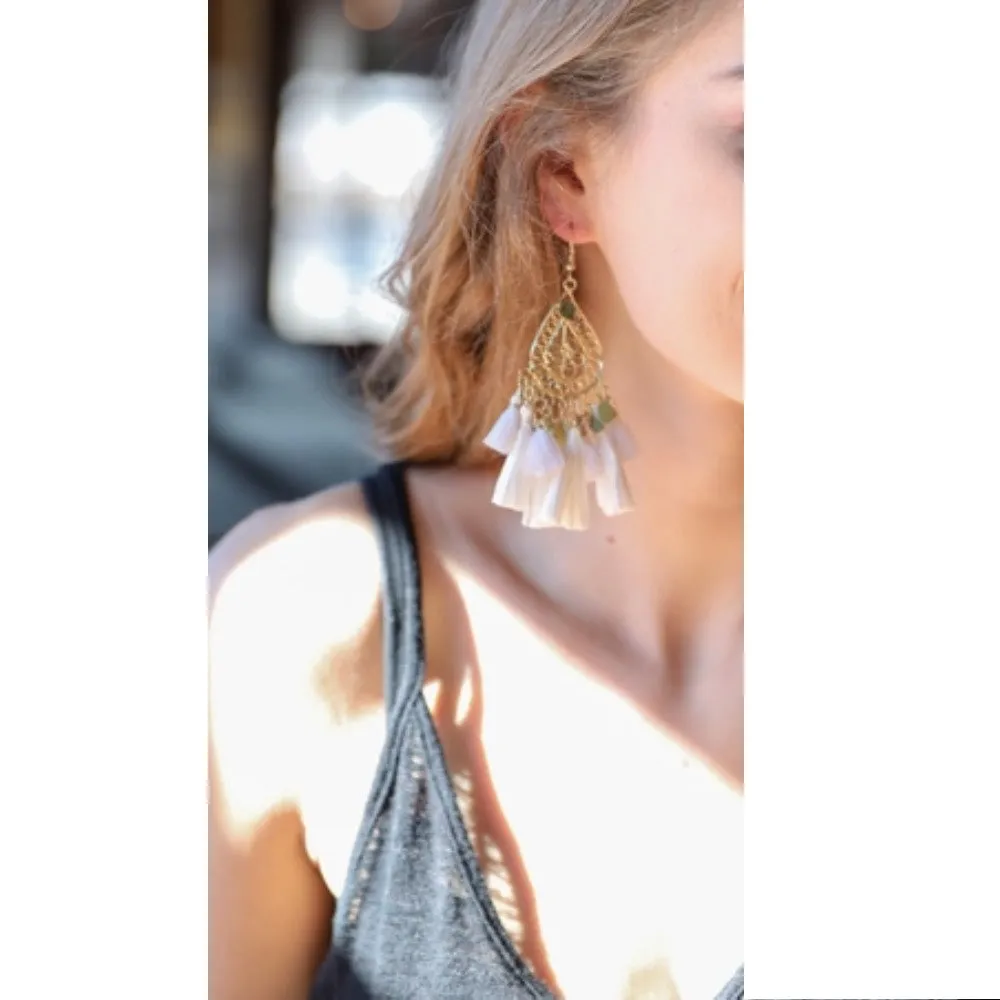 Tears Of Gold Tassel Earrings