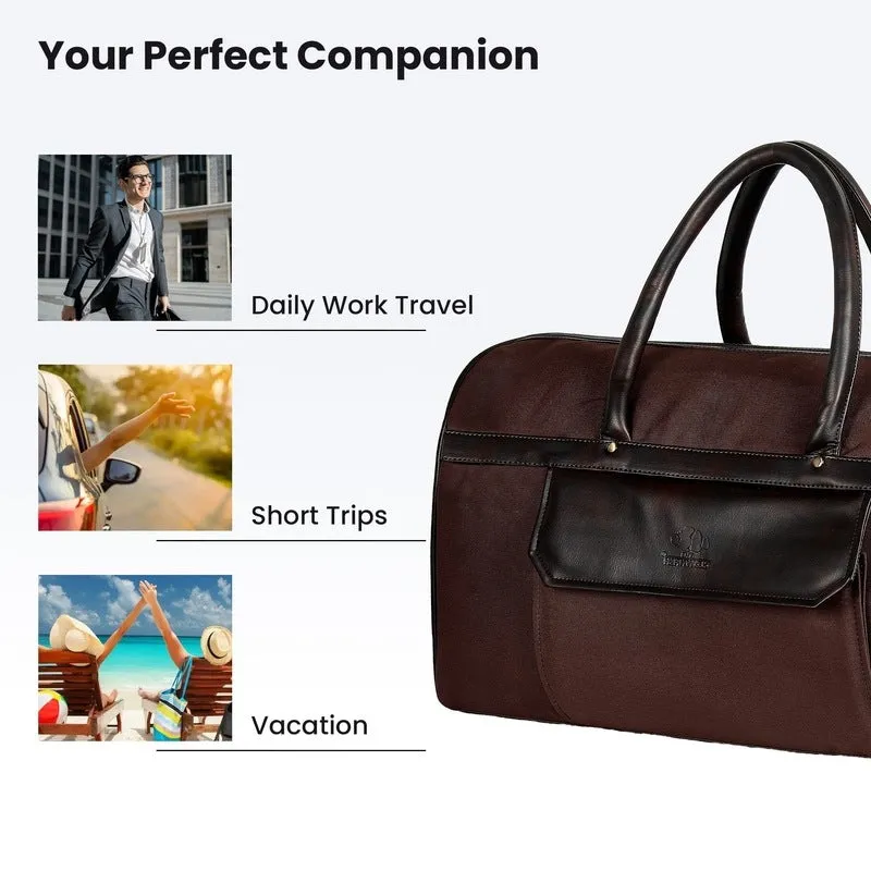 The Clownfish Alwyn 35L Canvas Duffel Bag - Stylish, Spacious | Adjustable Shoulder Strap | 35 litres | Dark Brown