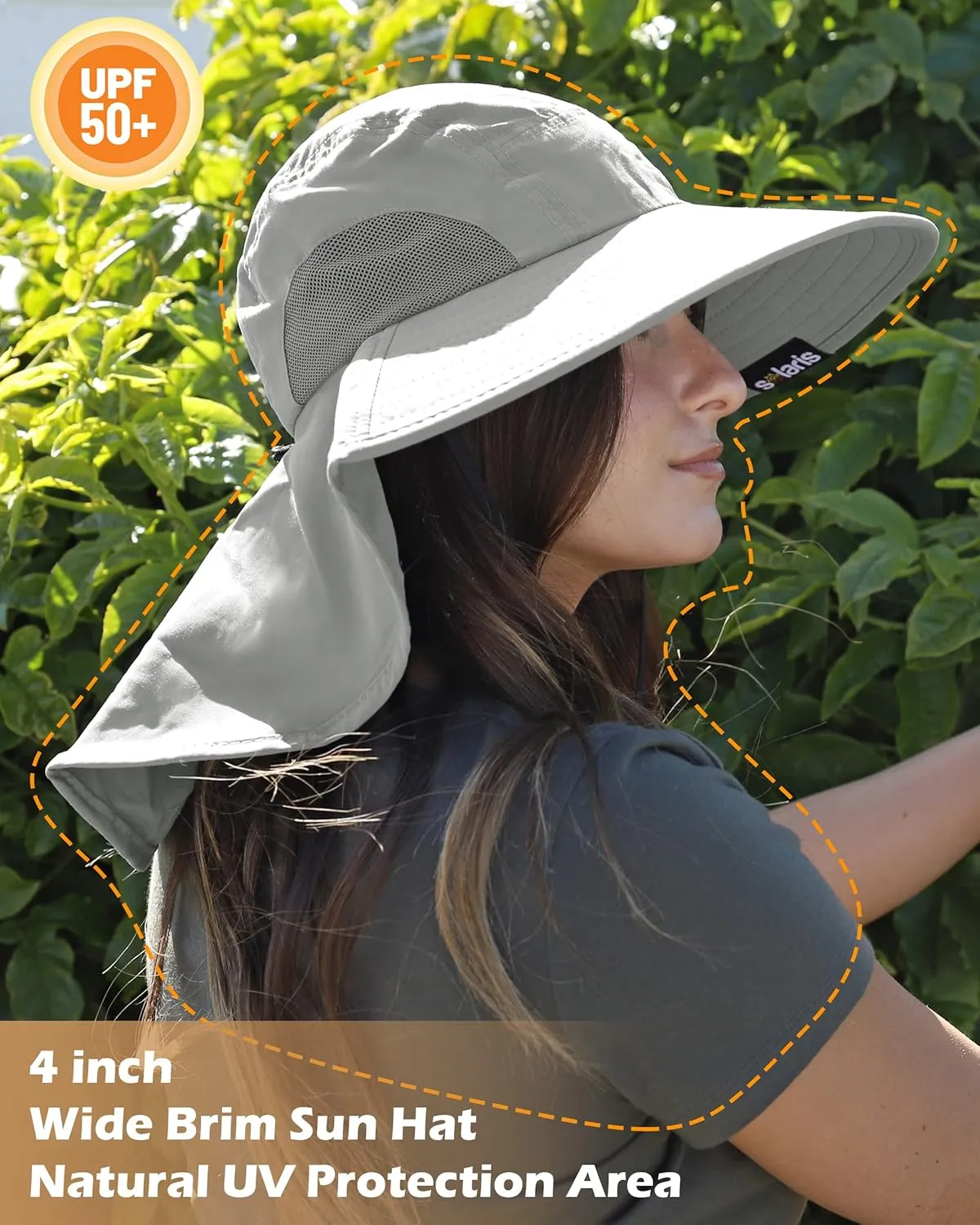 Tirrinia Womens Hiking Hat Wide Brim Hat with Large Neck Flap UPF 50  Sun Protection Hats