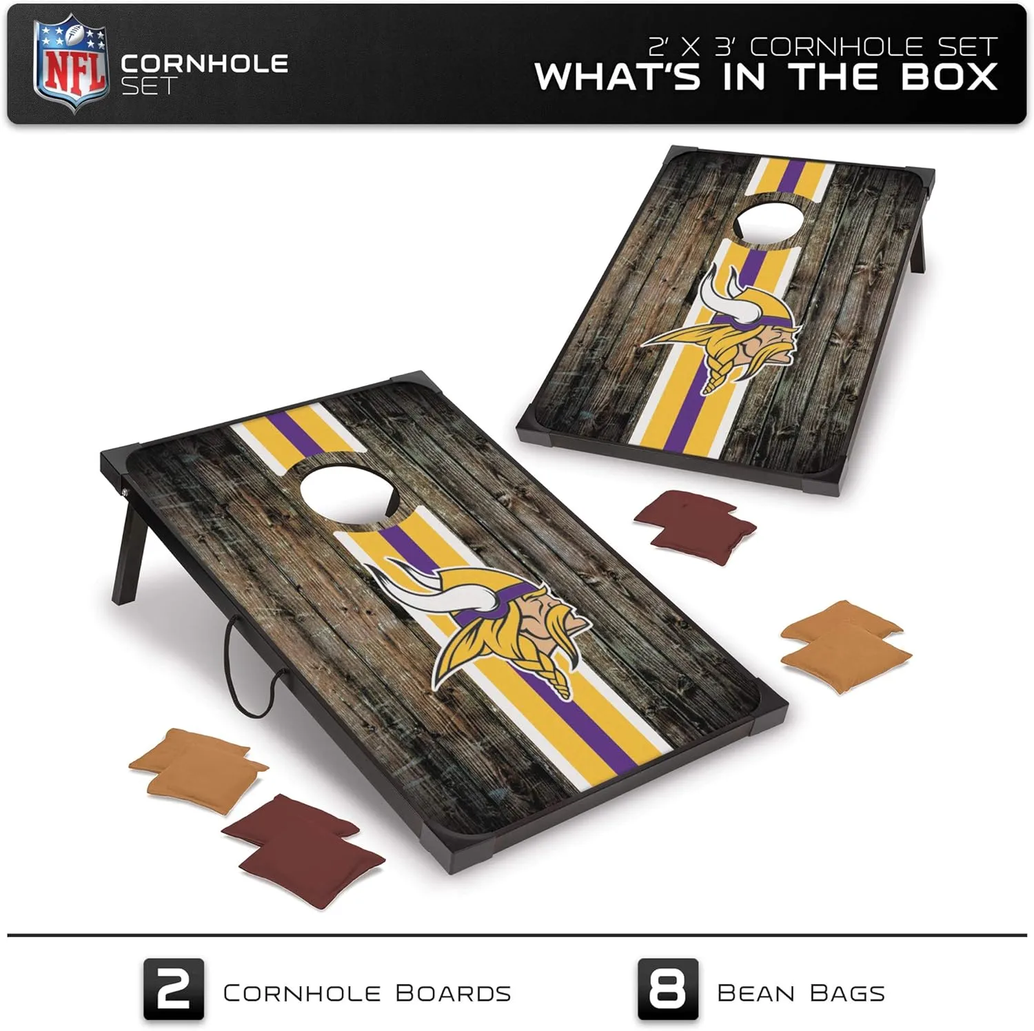 Wild Sports NFL 2' x 3' MDF Deluxe Cornhole Set - with Corners and Aprons