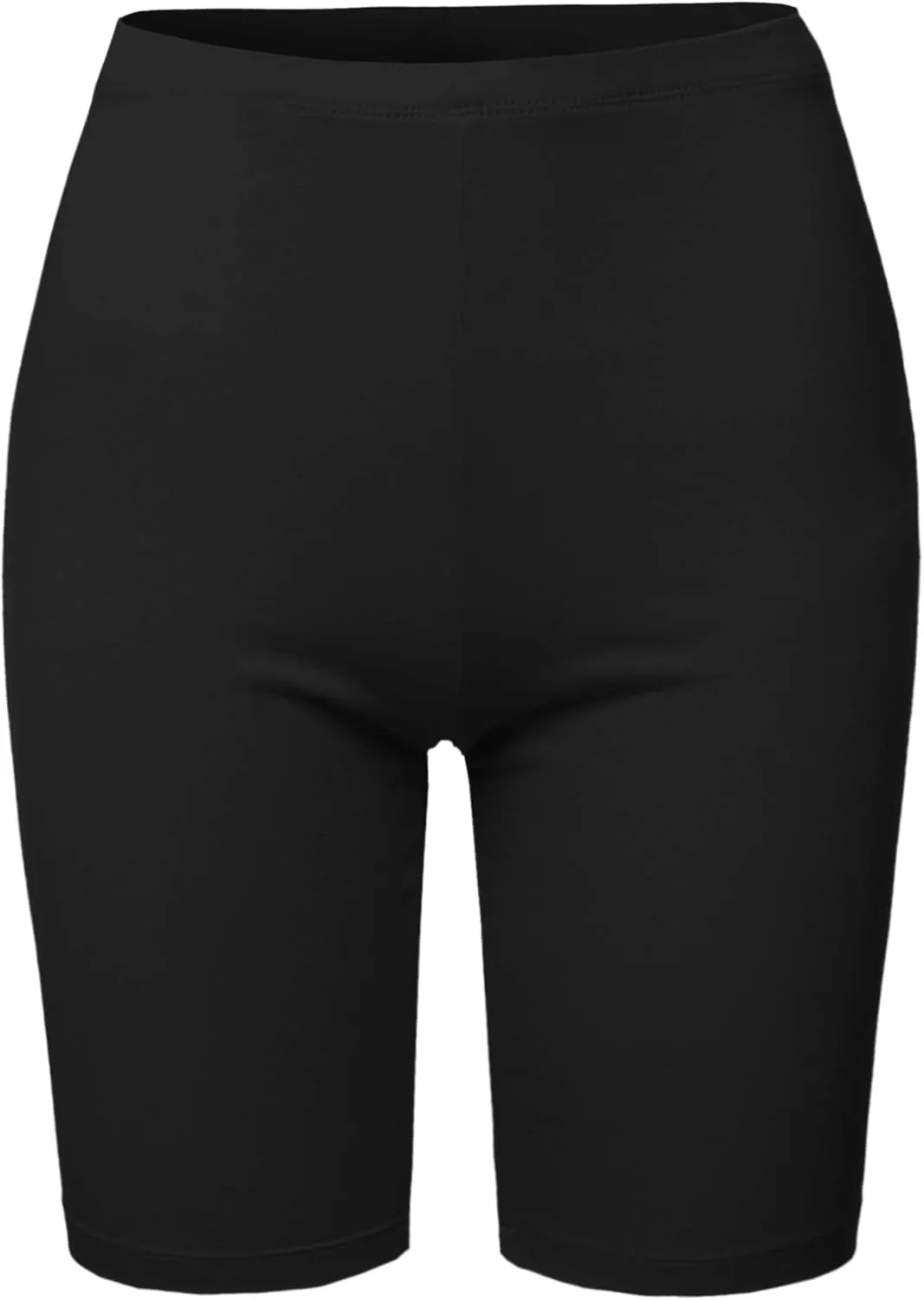 Women's Basic Solid Premium Cotton Mid Thigh High Rise Biker Bermuda Shorts