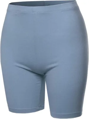 Women's Basic Solid Premium Cotton Mid Thigh High Rise Biker Bermuda Shorts