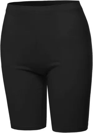 Women's Basic Solid Premium Cotton Mid Thigh High Rise Biker Bermuda Shorts