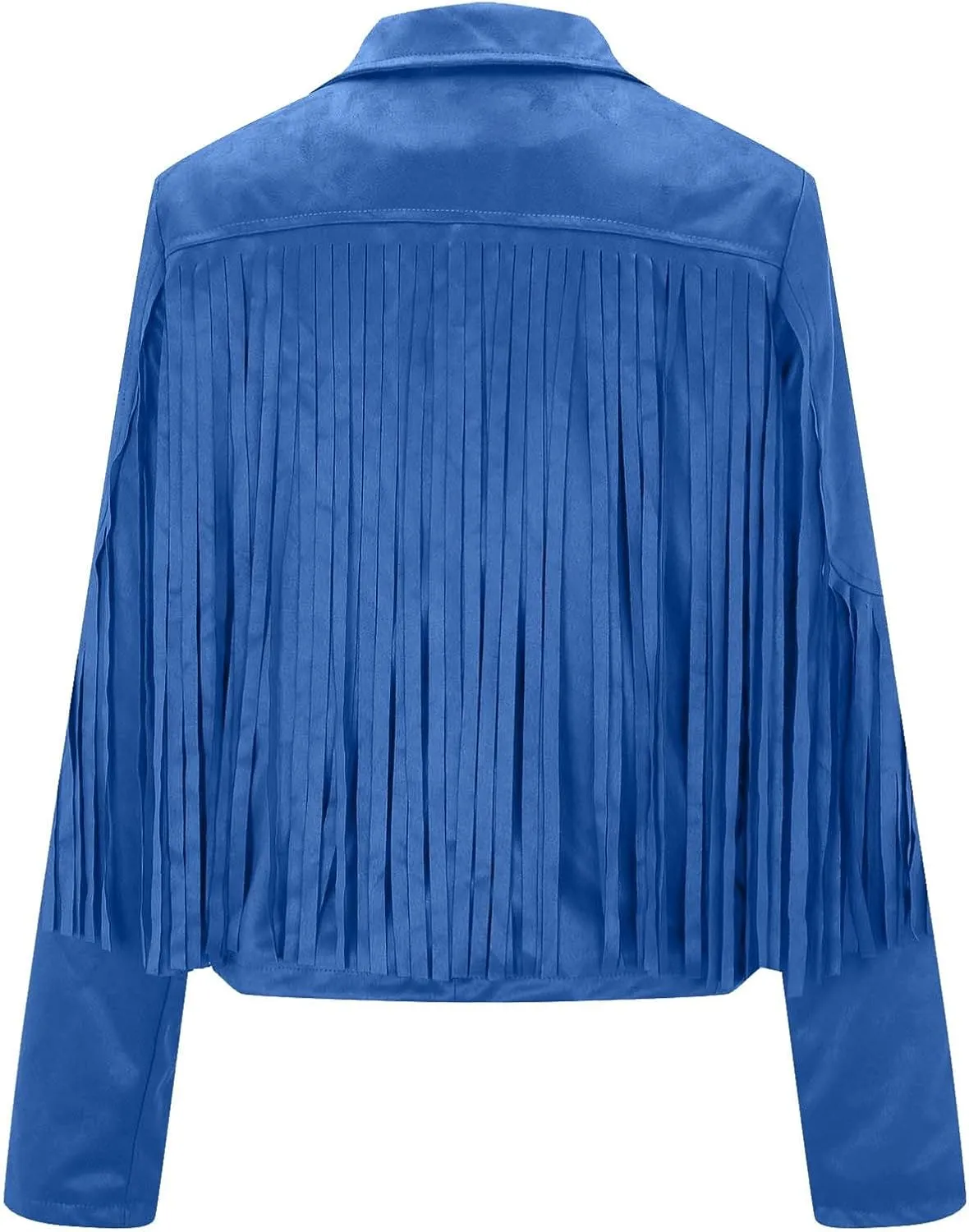 Women's Leather Jacket Faux Suede Fringe Jacket Long Sleeve Lapel Vintage Coats Open Front Tassel Cardigan