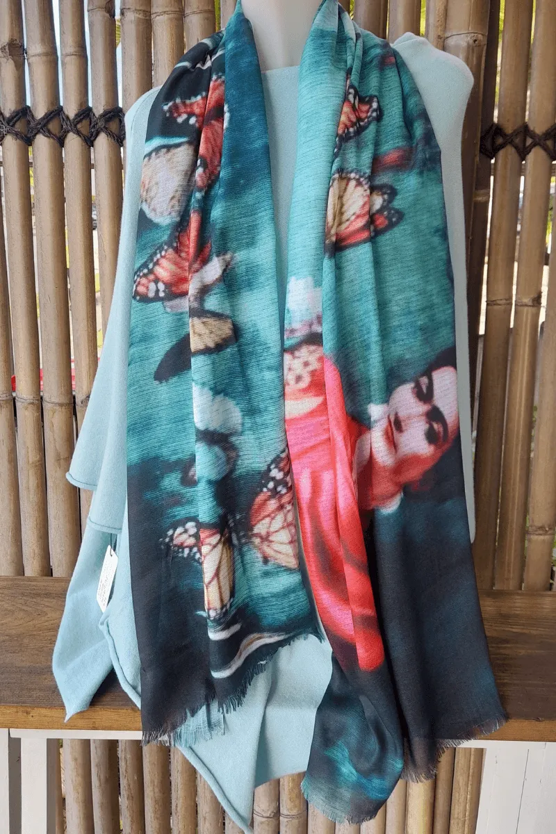 Zura Frida Kahlo 100% Cotton Scarf - Butterflies