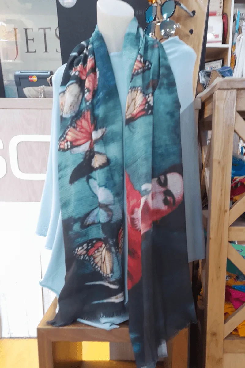 Zura Frida Kahlo 100% Cotton Scarf - Butterflies