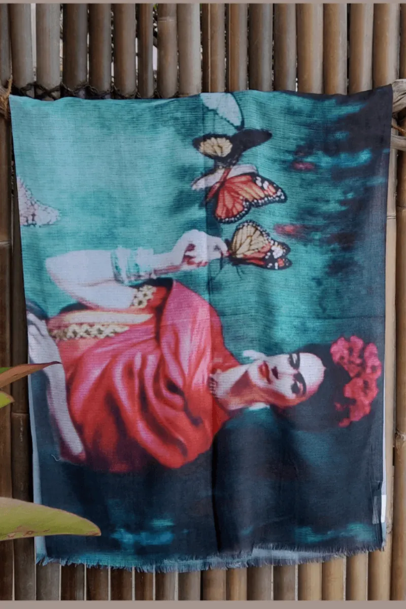 Zura Frida Kahlo 100% Cotton Scarf - Butterflies