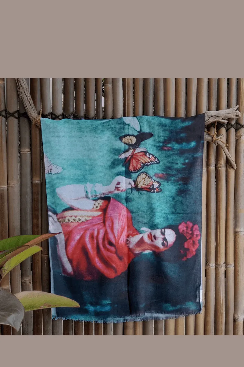Zura Frida Kahlo 100% Cotton Scarf - Butterflies